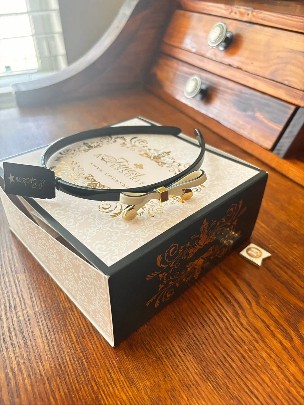 L.Erickson Gold Accent Black Women’s Headband